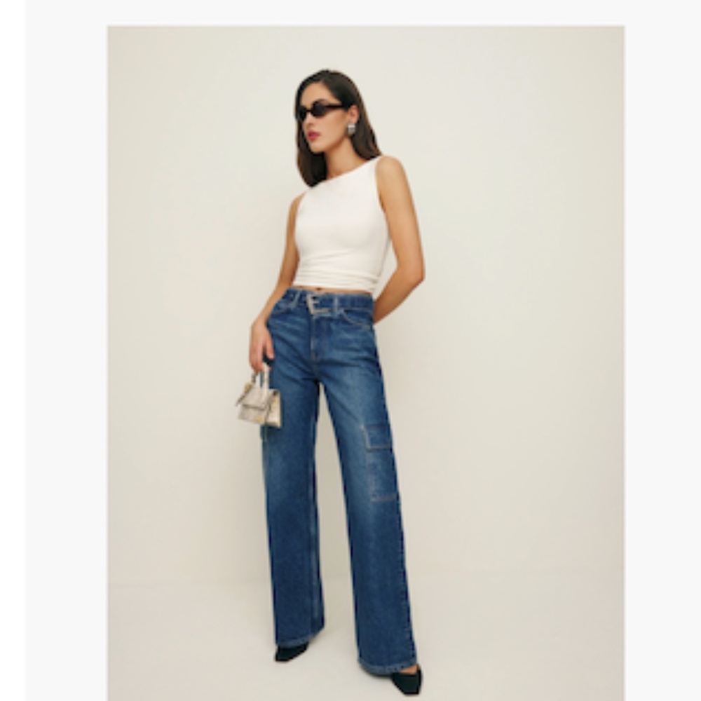 Reformation Cary Belted Cargo High Rise Slouchy Wide Leg